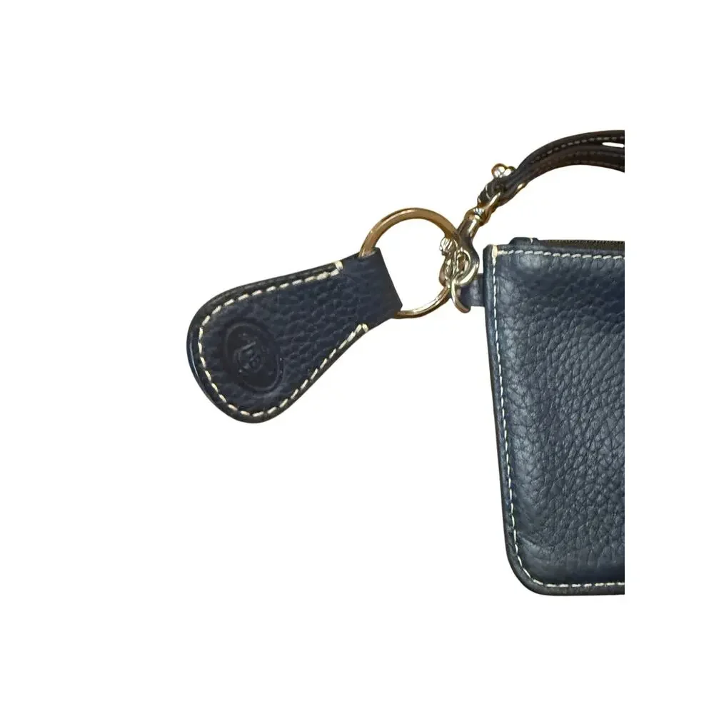 Dooney and Bourke Marine blue pebbled leather domed satchel w/wristlet key fob